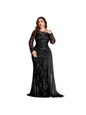 Plus Size V-Neck Embroidered Maxi Formal Wedding Guest Dress